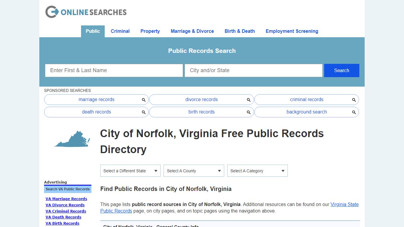 City of Norfolk, Virginia Public Records Directory - OnlineSearches.com